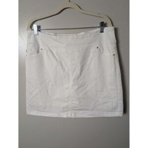 S.C. & Co. Womens White Denim Skirt Size L G Knee Length Casual Stretch